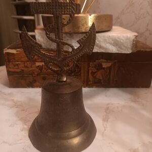 Brass Anchor Handbell 6" - Brass Hand Bells - Nautical Home Decoration Rustic Vi